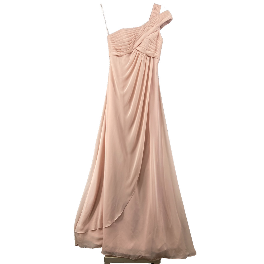 NWT Morilee Madeline Gardner Gown Sz 4 Maxi Blush Pink One Shoulder Chiffon MOB